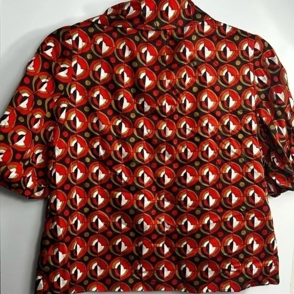 J.‎ Crew silk Short Sleeve Orange Optical Print Jacket